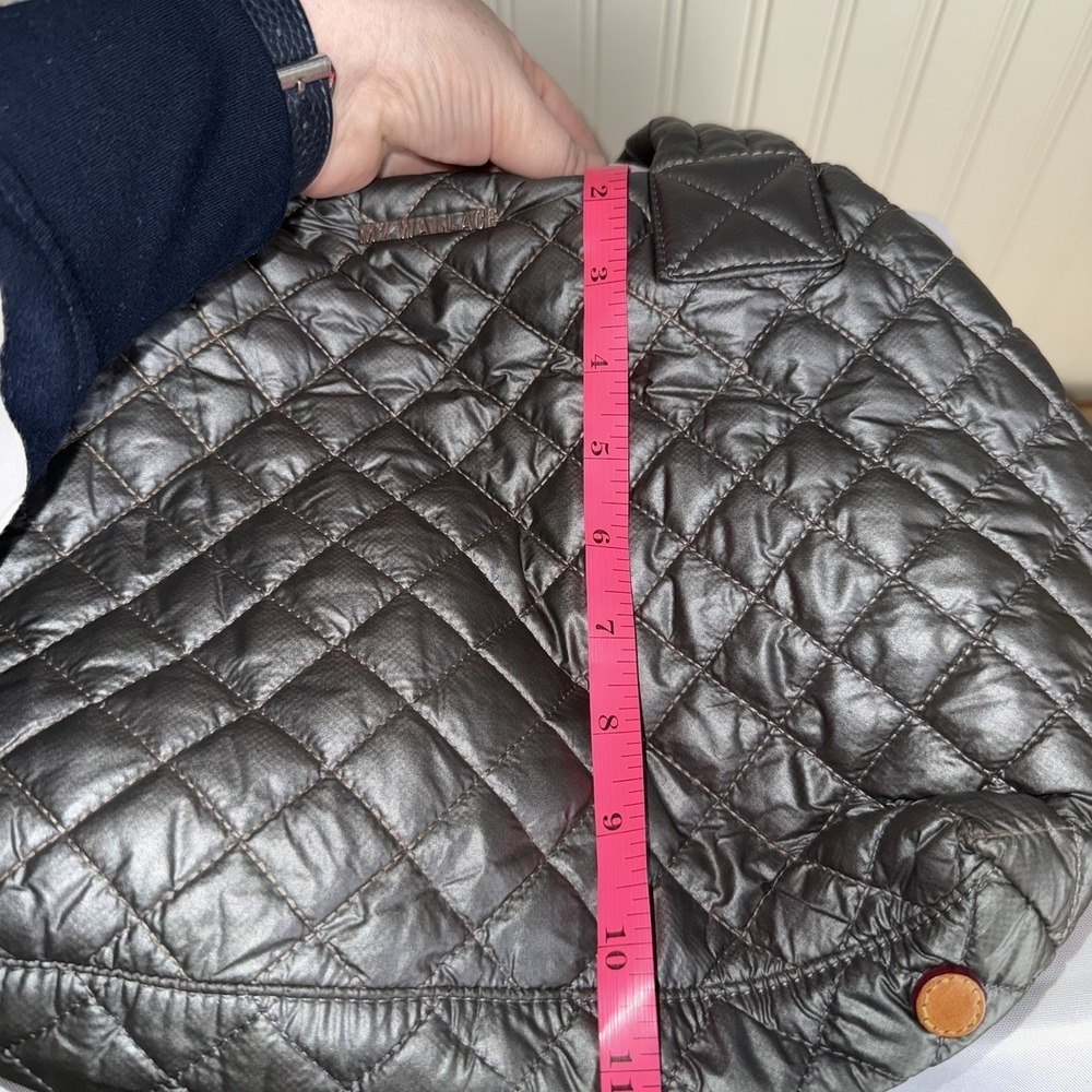MZ Wallace Medium Sutton Quilted Nylon Bag Handbag Purse Metallic Gray Silver - Picture 12 of 16